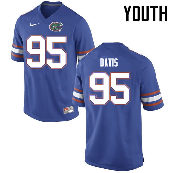 NCAA Florida Gators Keivonnis Davis Youth #95 Nike Blue Stitched Authentic College Football Jersey SOB0564QJ